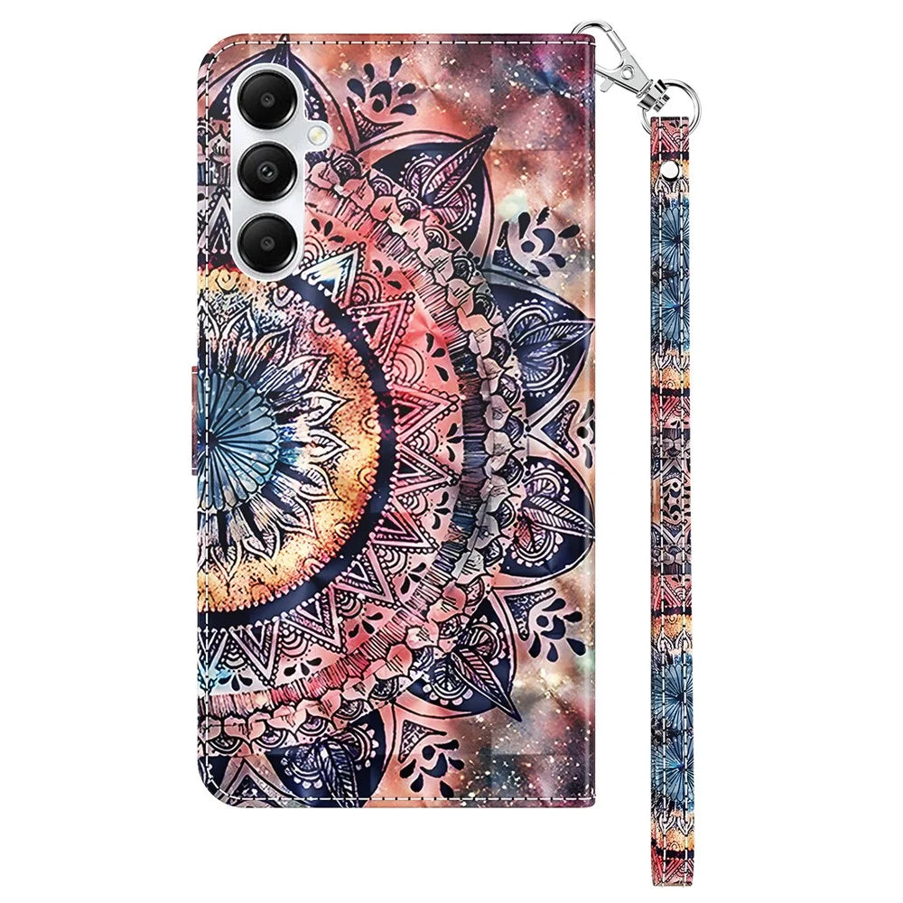 For Samsung Galaxy A35 5G Case Leather 3D Pattern Printing Phone Cover with Card Holder - Color Mandala - 7