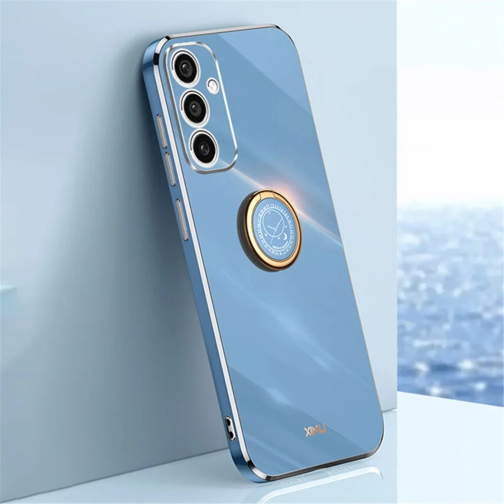 XINLI For Samsung Galaxy A15 4G / A15 5G Case Soft TPU Electroplated Kickstand Protective Cover - Blue - 2