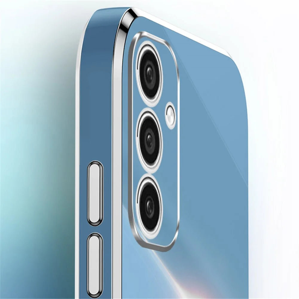 XINLI For Samsung Galaxy A15 4G / A15 5G Case Soft TPU Electroplated Kickstand Protective Cover - Blue - 6