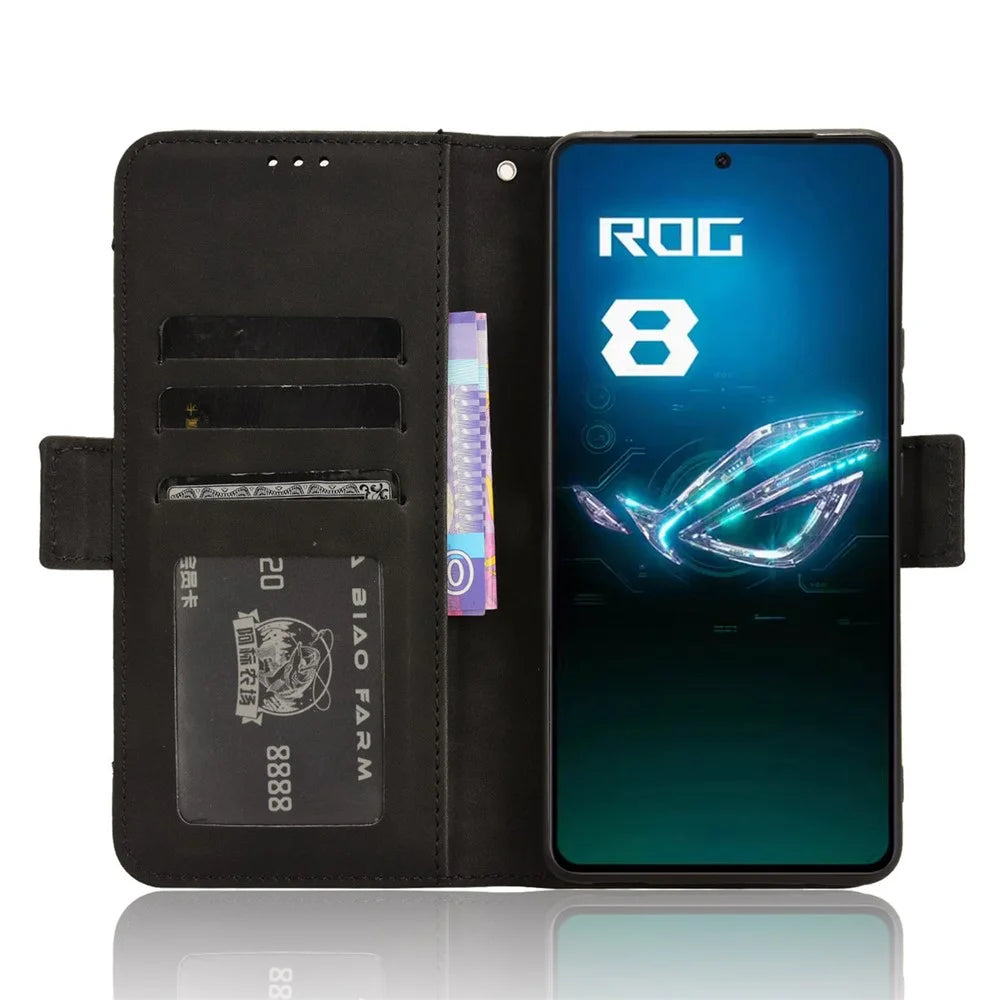 For Asus ROG Phone 8 Pro 5G / 8 5G Case Stand Leather Cover with Multiple Card Slots - Black - 2
