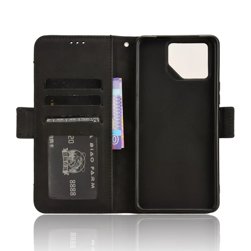 For Asus ROG Phone 8 Pro 5G / 8 5G Case Stand Leather Cover with Multiple Card Slots - Black - 4