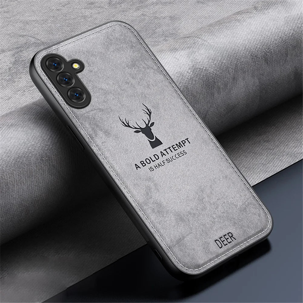 For Samsung Galaxy A55 5G Phone Case Leather+PC+TPU Cover Deer Pattern - Grey - 2