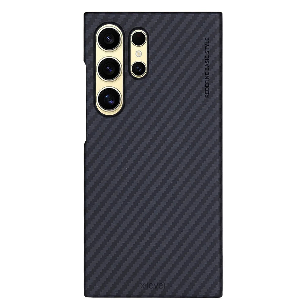 X-LEVEL For Samsung Galaxy S24 Ultra Phone Case Light Carbon Fiber Texture Design Cover - 1