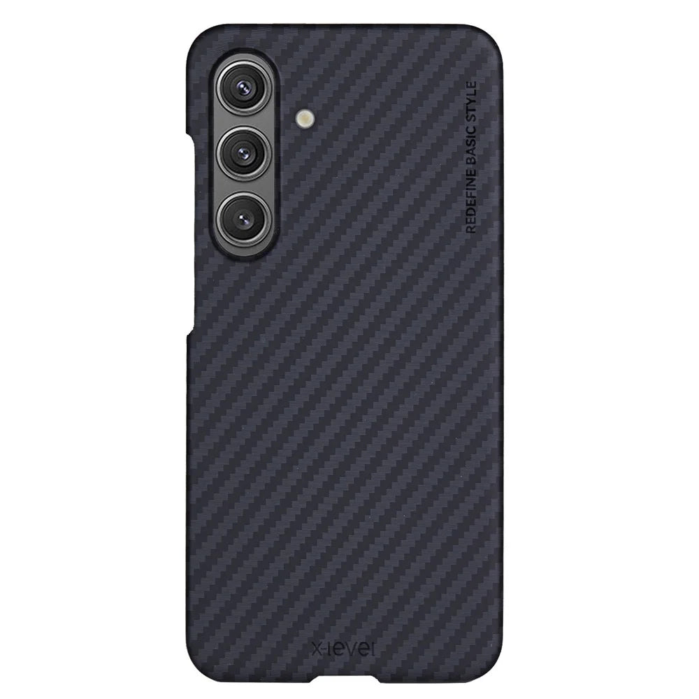 X-LEVEL For Samsung Galaxy S24 Phone Case Carbon Fiber Texture PC Back Cover - 1