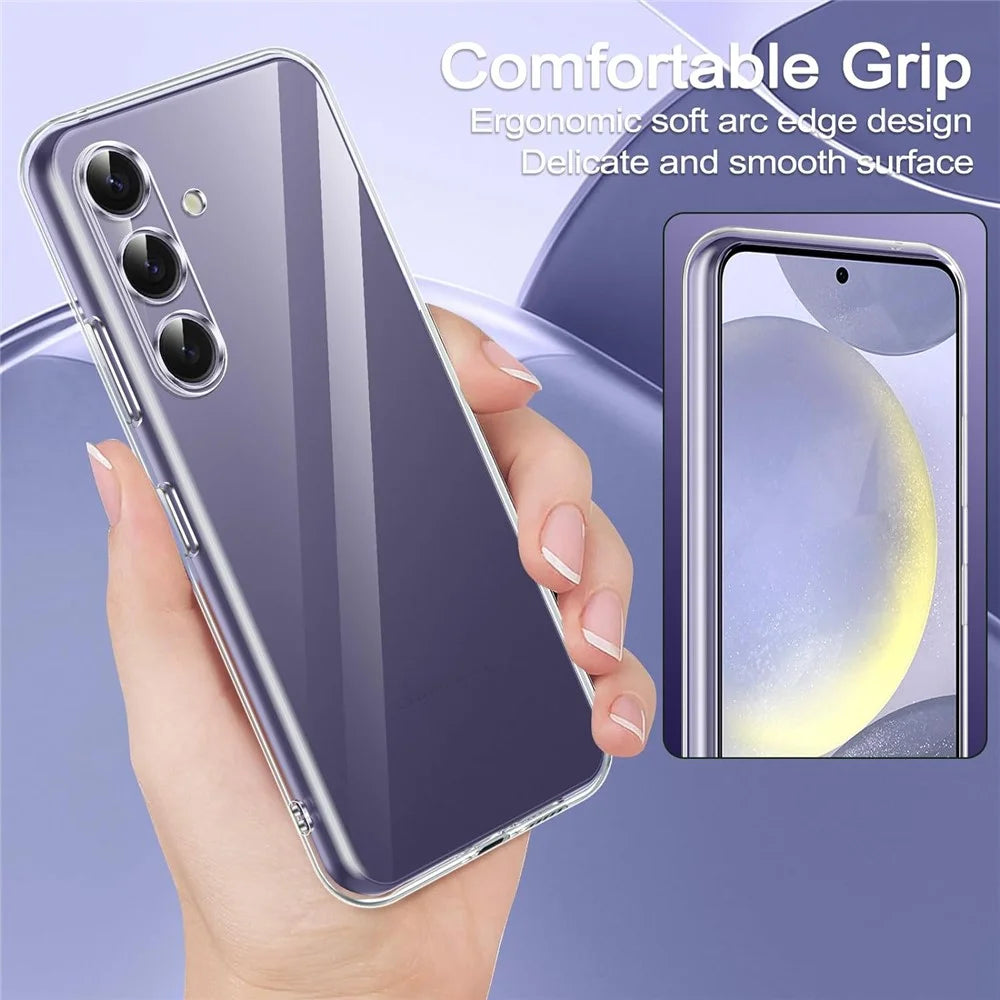 For Samsung Galaxy S24 TPU Case Transparent Phone Cover with 0.1mm Tempered Glass Film (Fingerprint Unlocking) - 5