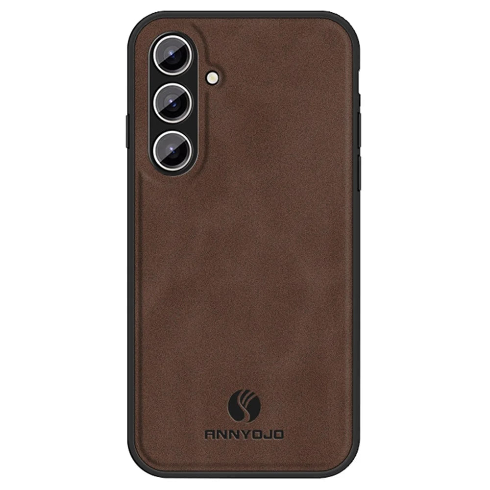 ANNYOJO For Samsung Galaxy S24+ Case PU Leather+PC+TPU Drop-resistant Phone Cover - Coffee - 1