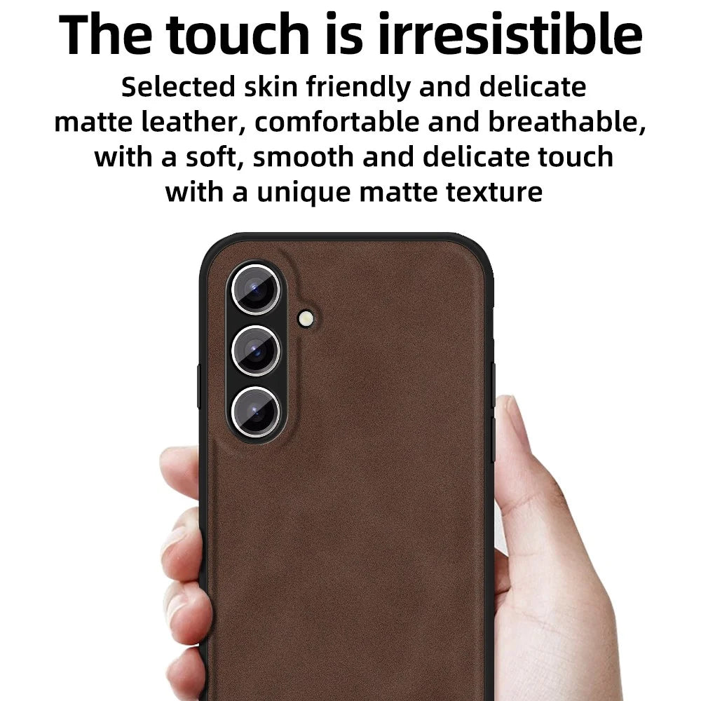 ANNYOJO For Samsung Galaxy S24+ Case PU Leather+PC+TPU Drop-resistant Phone Cover - Coffee - 2