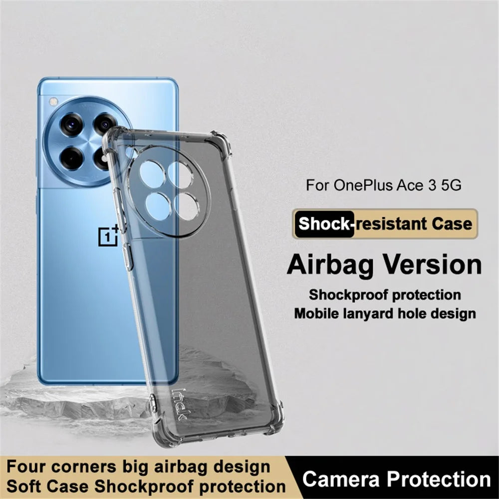 IMAK For OnePlus Ace 3 5G / 12R 5G TPU Case HD Clear Fully Wrapped Back Shell - Transparent Black - 2