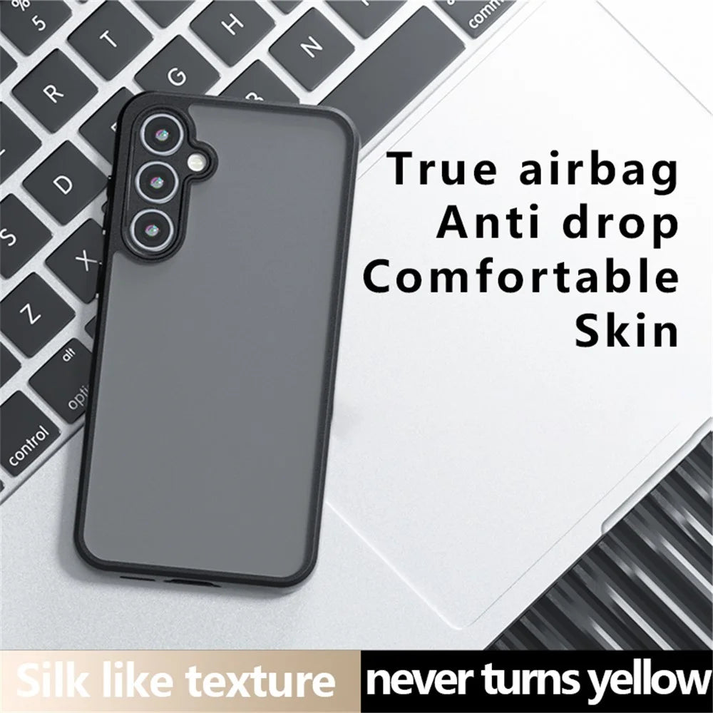 For Samsung Galaxy A35 5G Matte Case Anti-fall TPU+PC Phone Cover - Transparent Black - 2