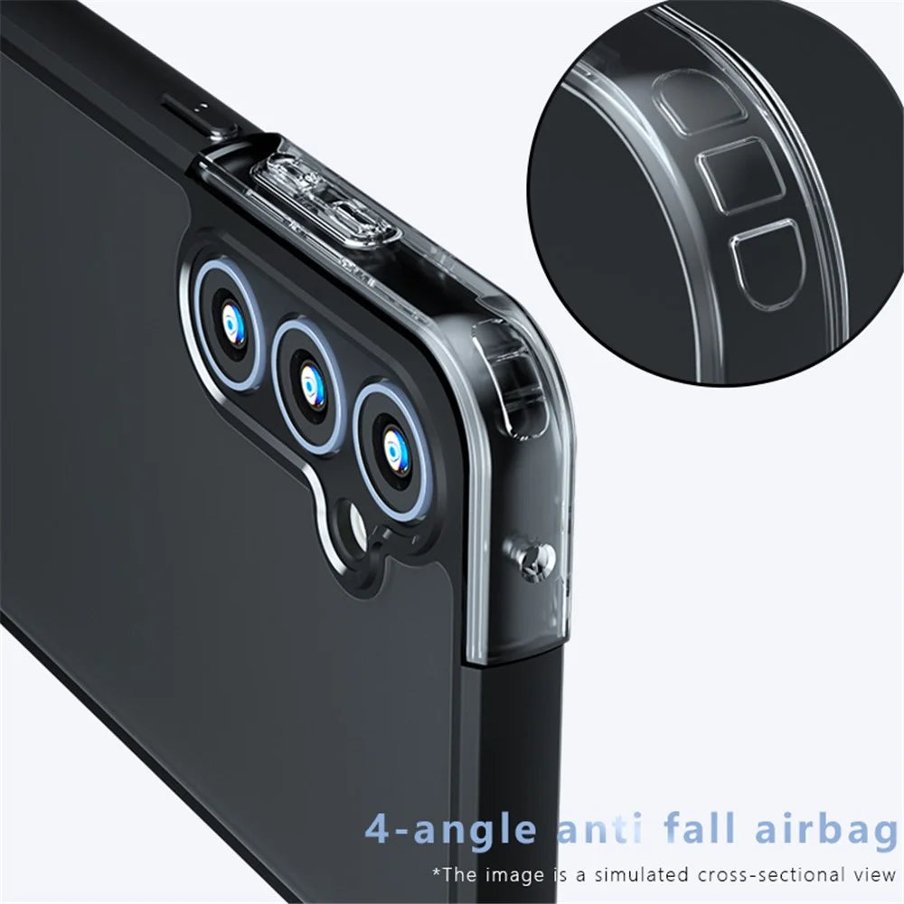 For Samsung Galaxy A35 5G Matte Case Anti-fall TPU+PC Phone Cover - Transparent Black - 4