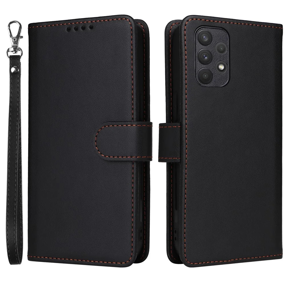 For Samsung Galaxy A32 4G (EU) Magnetic Case BETOPNICE Detachable PU Leather Phone Cover with Strap - Black - 1