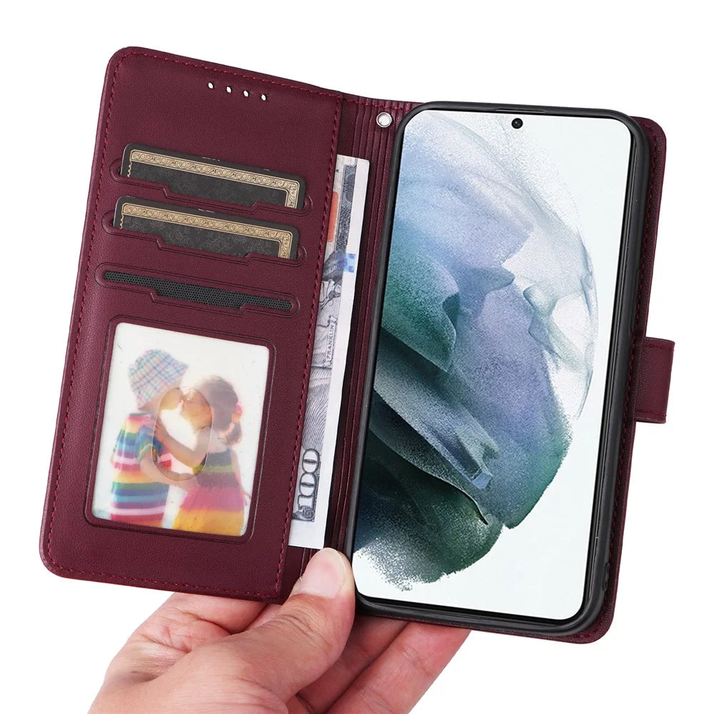 For Samsung Galaxy S21+ 5G Magnetic Case BETOPNICE Detachable PU Leather Phone Cover with Strap - Wine Red - 3
