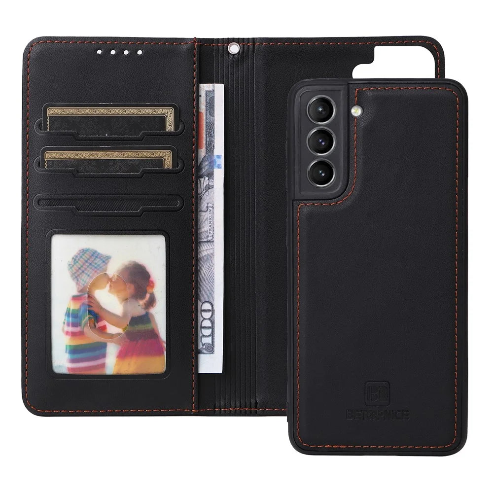 BETOPNICE 005 For Samsung Galaxy S21 4G / S21 5G Cell Phone Case Anti-shock Detachable PU Leather Shell - Black - 2