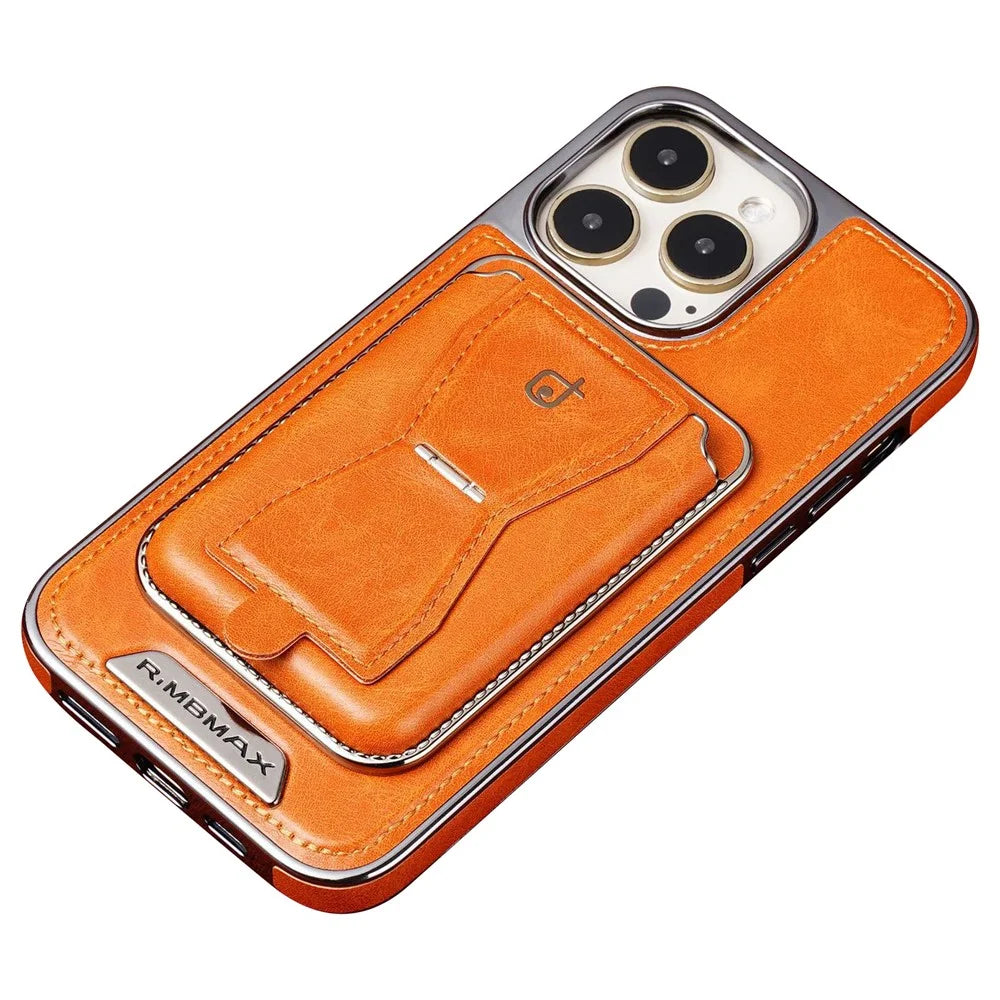 RMBMAX For iPhone 12 Pro Max 6.7 inch Case Detachable Card Slot Kickstand Back Cover - Orange - 1