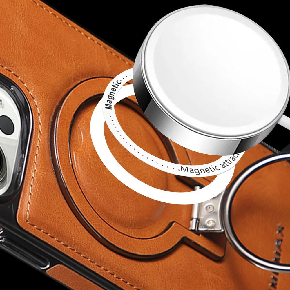 RMBMAX For iPhone 15 Pro Shockproof Case Magnetic Phone Shell with Electroplated Kickstand - Brown - 6