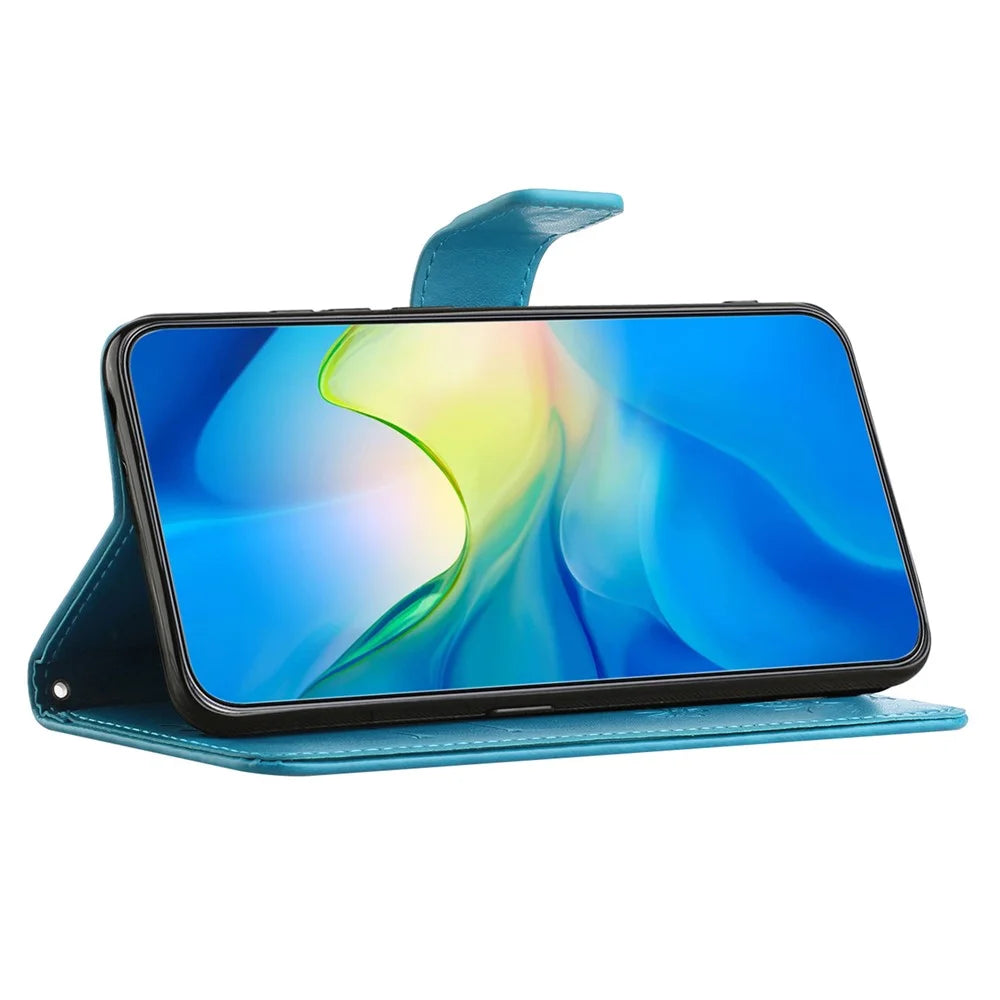 For Samsung Galaxy Xcover7 Cell Phone Case Drop Resistant Imprinted PU Leather Wallet Cover - Blue - 3