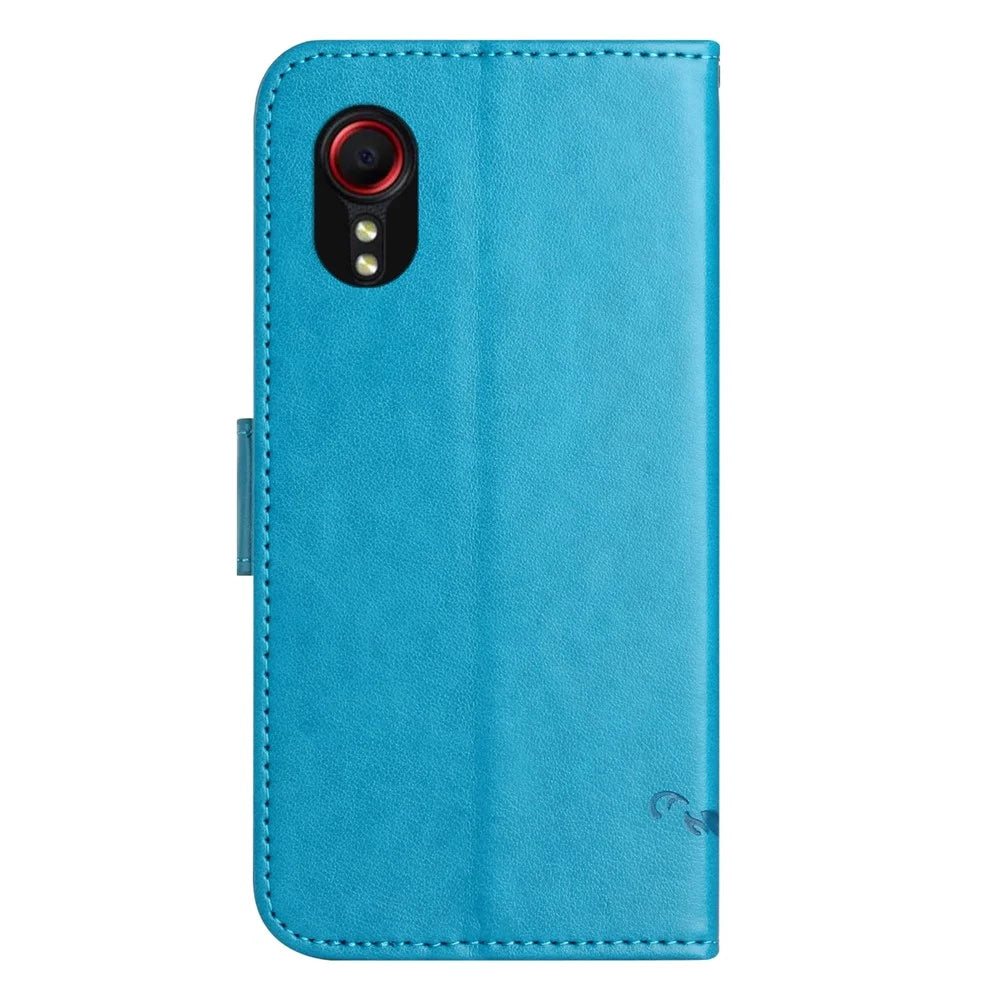 For Samsung Galaxy Xcover7 Cell Phone Case Drop Resistant Imprinted PU Leather Wallet Cover - Blue - 4