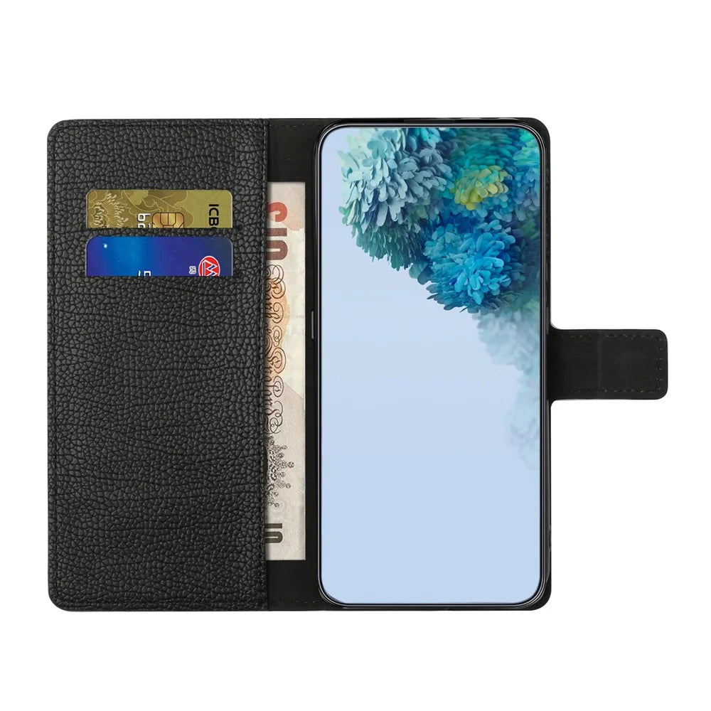 For Samsung Galaxy Xcover7 Cell Phone Case Litchi Texture PU Leather Wallet Stand Anti-drop Cover - Black - 2