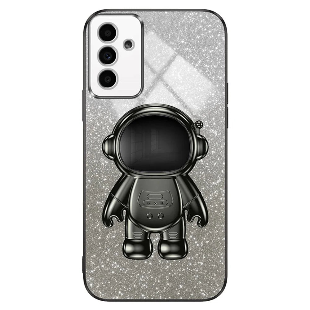 For Samsung Galaxy A13 5G Case PC+TPU Anti-scratch Phone Cover with Astronaut Kickstand - Black - 1