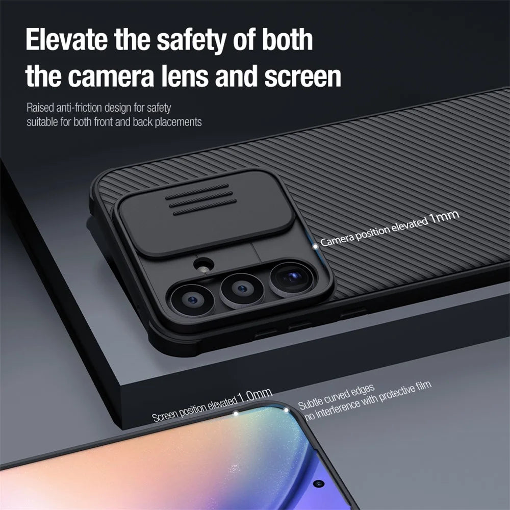 NILLKIN CamShield Pro Series For Samsung Galaxy A55 5G Case Slide Lens Protection PC+TPU Cover - Blue - 7