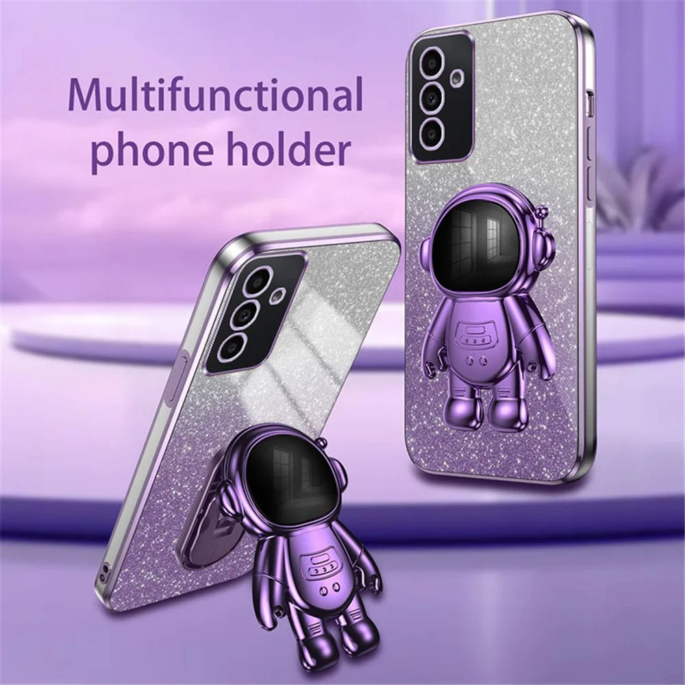 For Samsung Galaxy A15 4G / A15 5G Case Drop-proof Astronaut Kickstand Mobile Phone Cover - Purple - 2