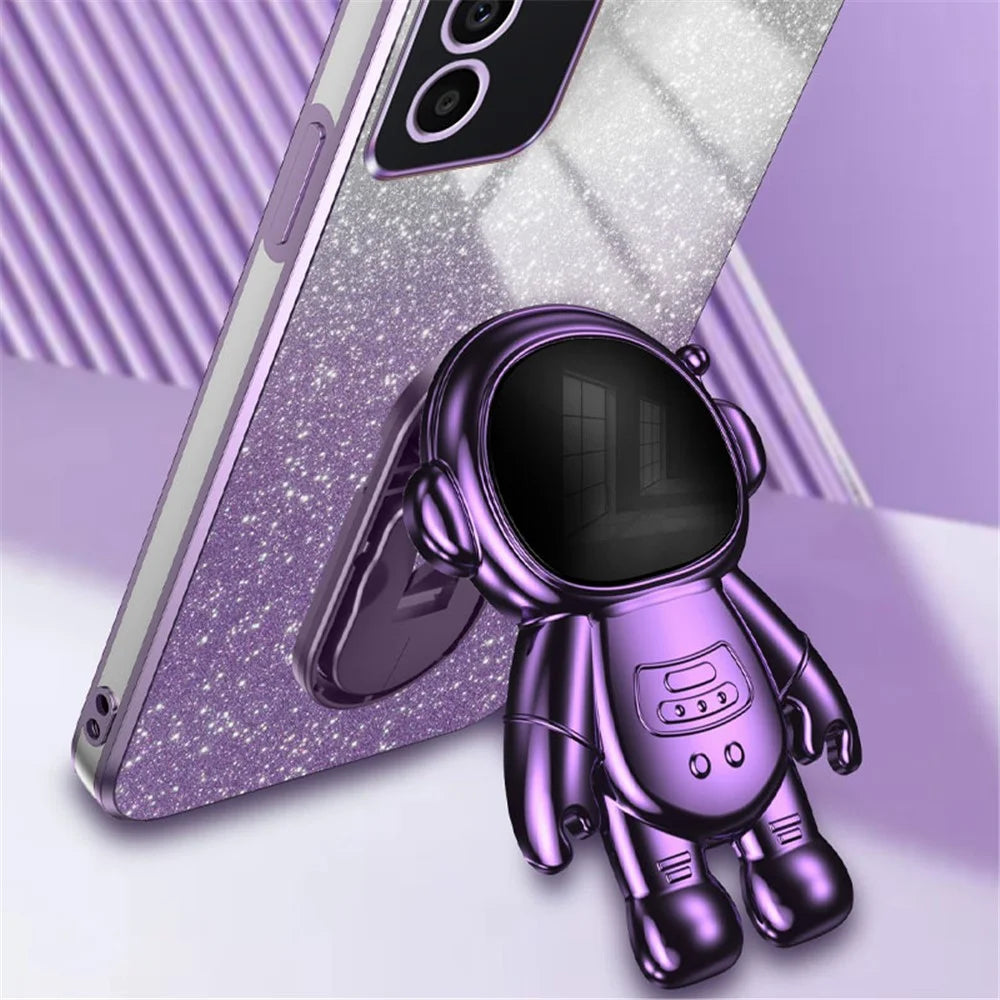 For Samsung Galaxy A15 4G / A15 5G Case Drop-proof Astronaut Kickstand Mobile Phone Cover - Purple - 3