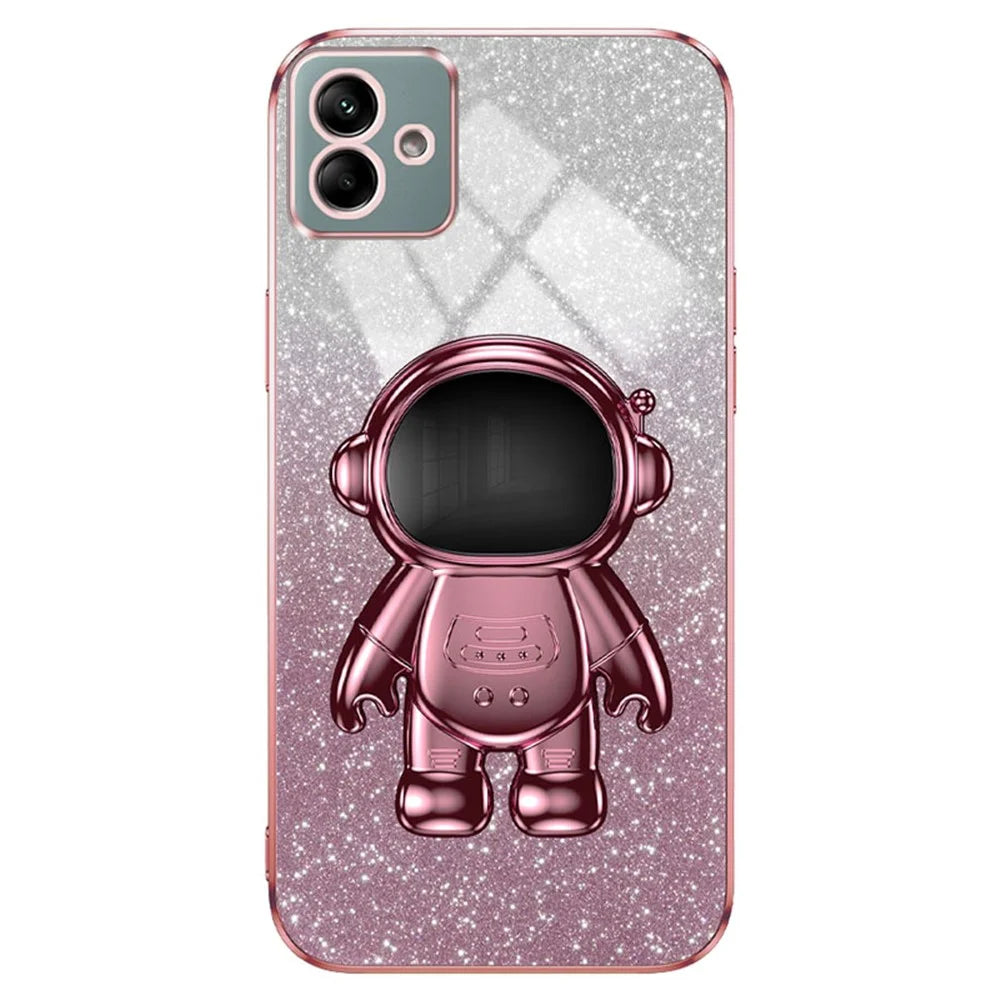 For Samsung Galaxy A04 4G (164.4 x 76.3 x 9.1 mm) Cover Glitter PC+TPU Phone Case with Kickstand - Pink - 1