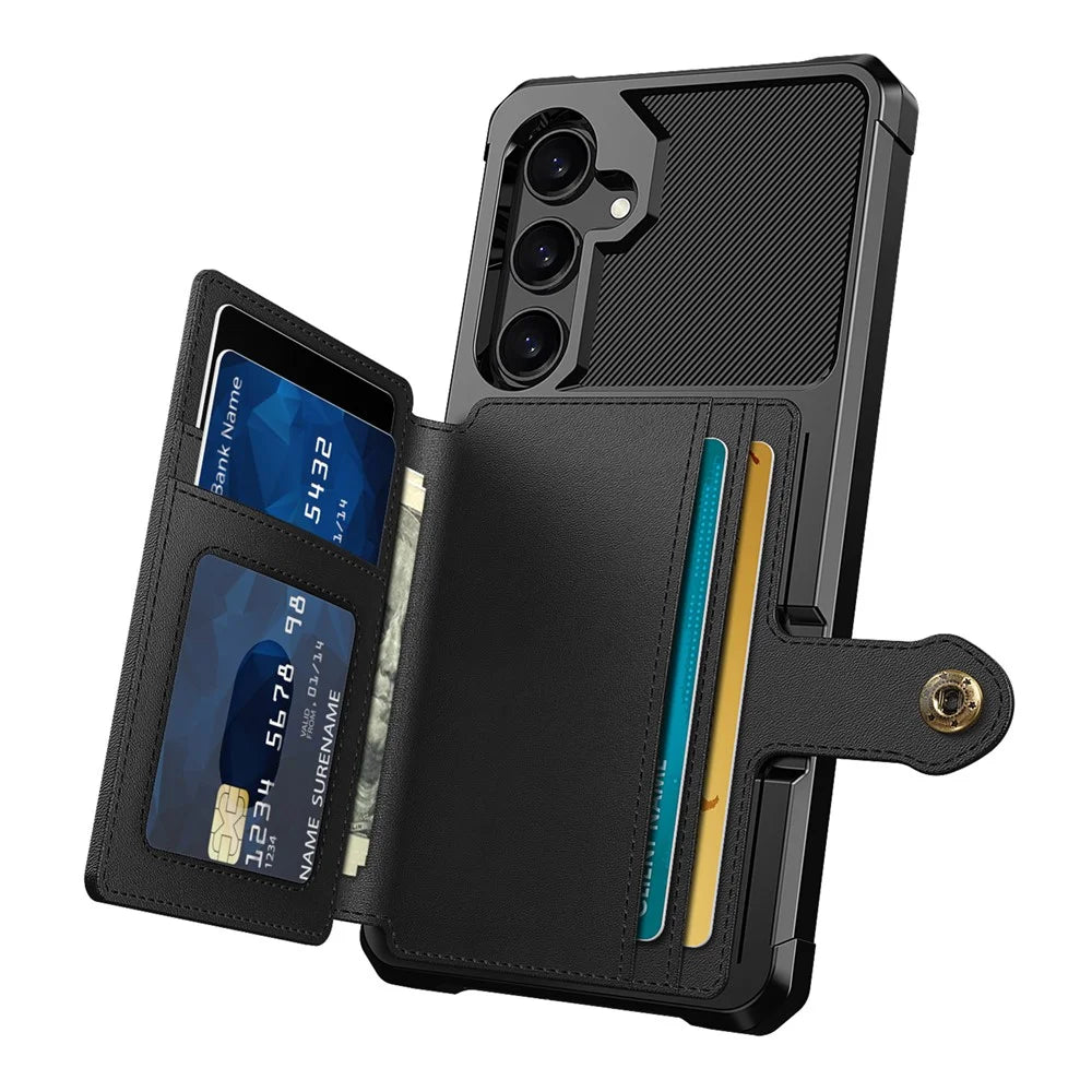 ZM03 For Samsung Galaxy A35 5G Case Card Slots PU Leather+TPU Phone Cover - Black - 3