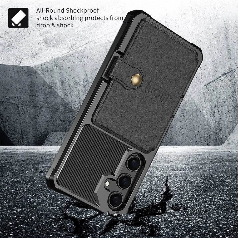 ZM03 For Samsung Galaxy A35 5G Case Card Slots PU Leather+TPU Phone Cover - Black - 4