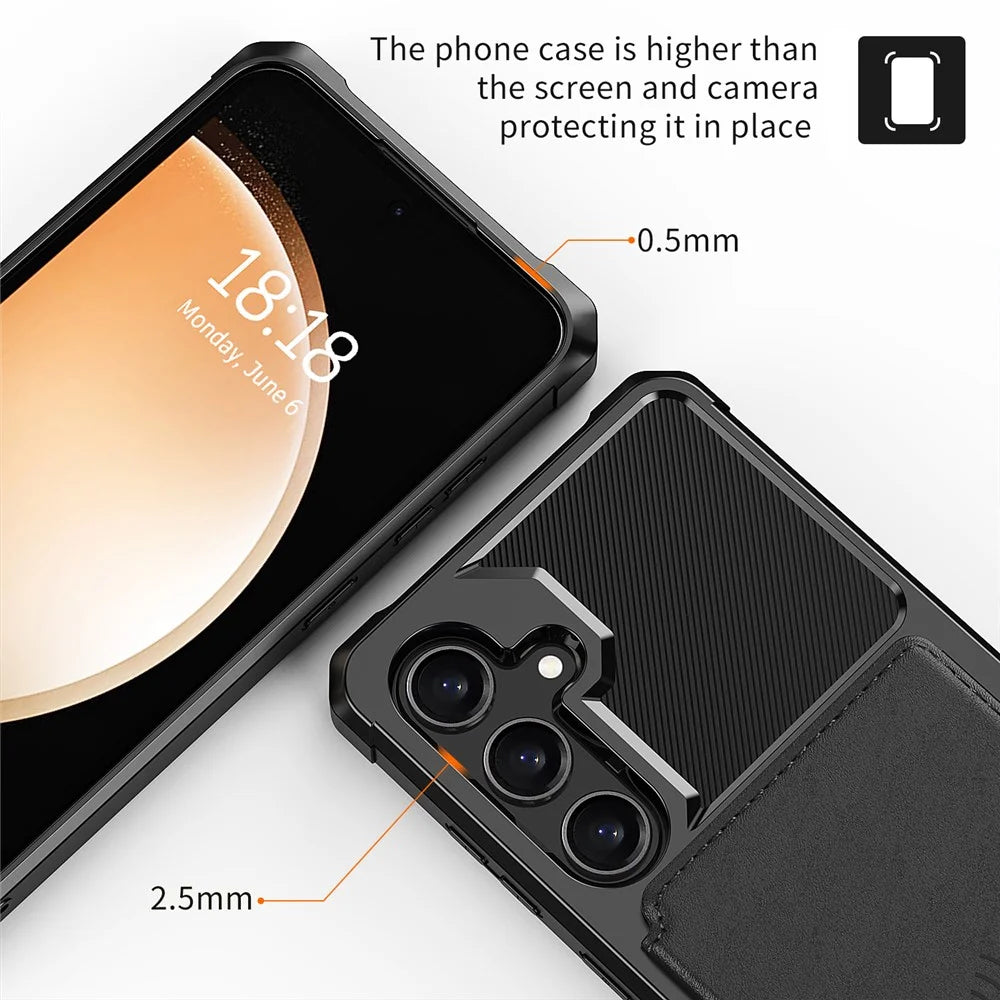 ZM03 For Samsung Galaxy A35 5G Case Card Slots PU Leather+TPU Phone Cover - Black - 6