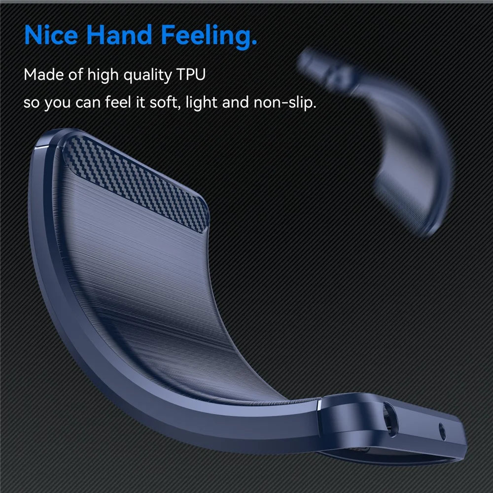 For Samsung Galaxy Xcover7 TPU Case Carbon Fiber Texture Mobile Phone Cover - Blue - 4