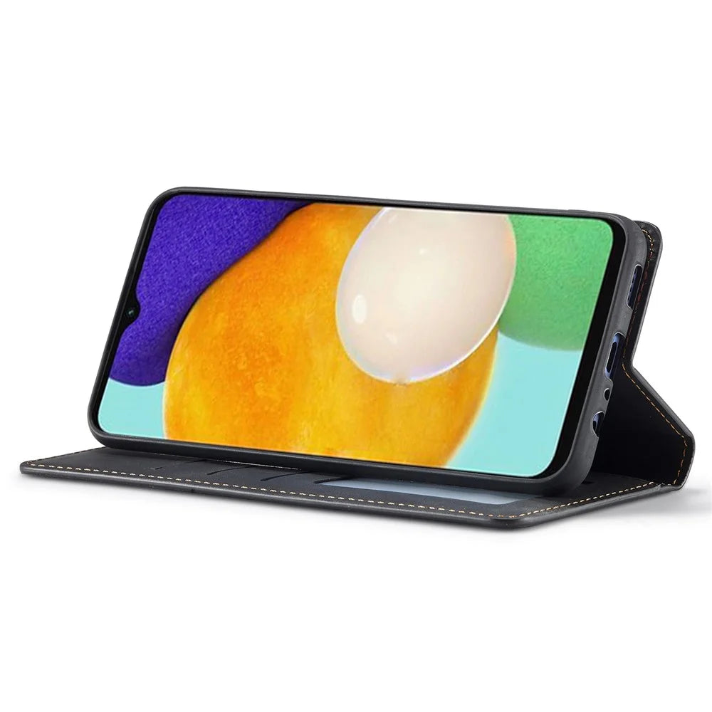 FORWENW Fantasy Series for Samsung Galaxy A05s 4G Phone Case Skin-touch Magnetic Folio Cover - Black - 3