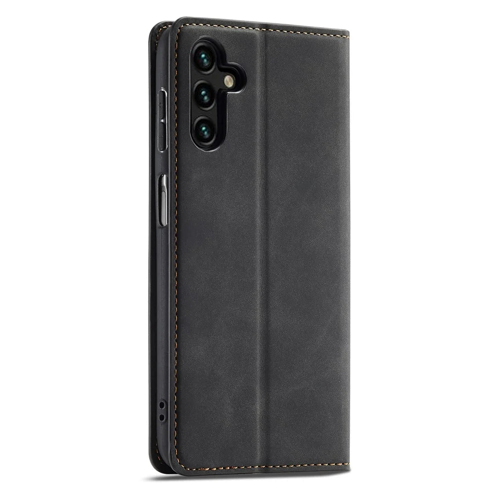 FORWENW Fantasy Series for Samsung Galaxy A05s 4G Phone Case Skin-touch Magnetic Folio Cover - Black - 6