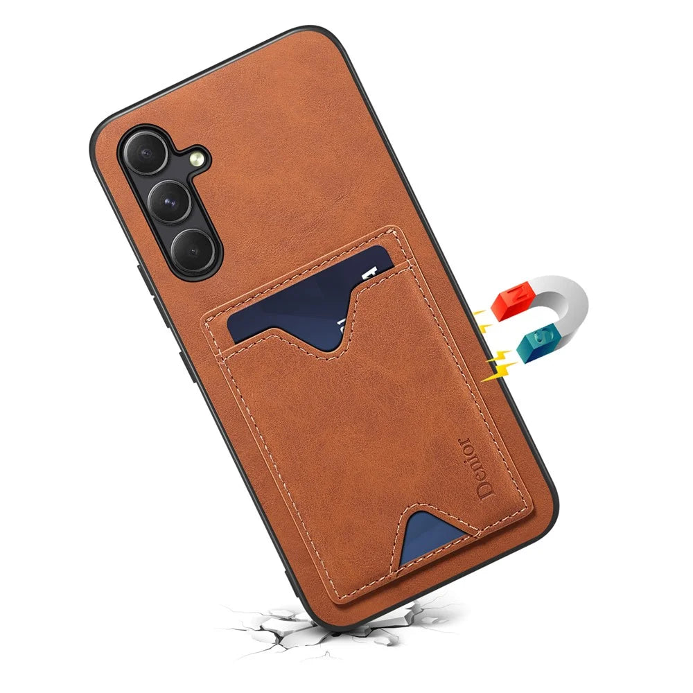 DENIOR For Samsung Galaxy A35 5G Case Leather+TPU Card Slot Phone Cover - Brown - 5