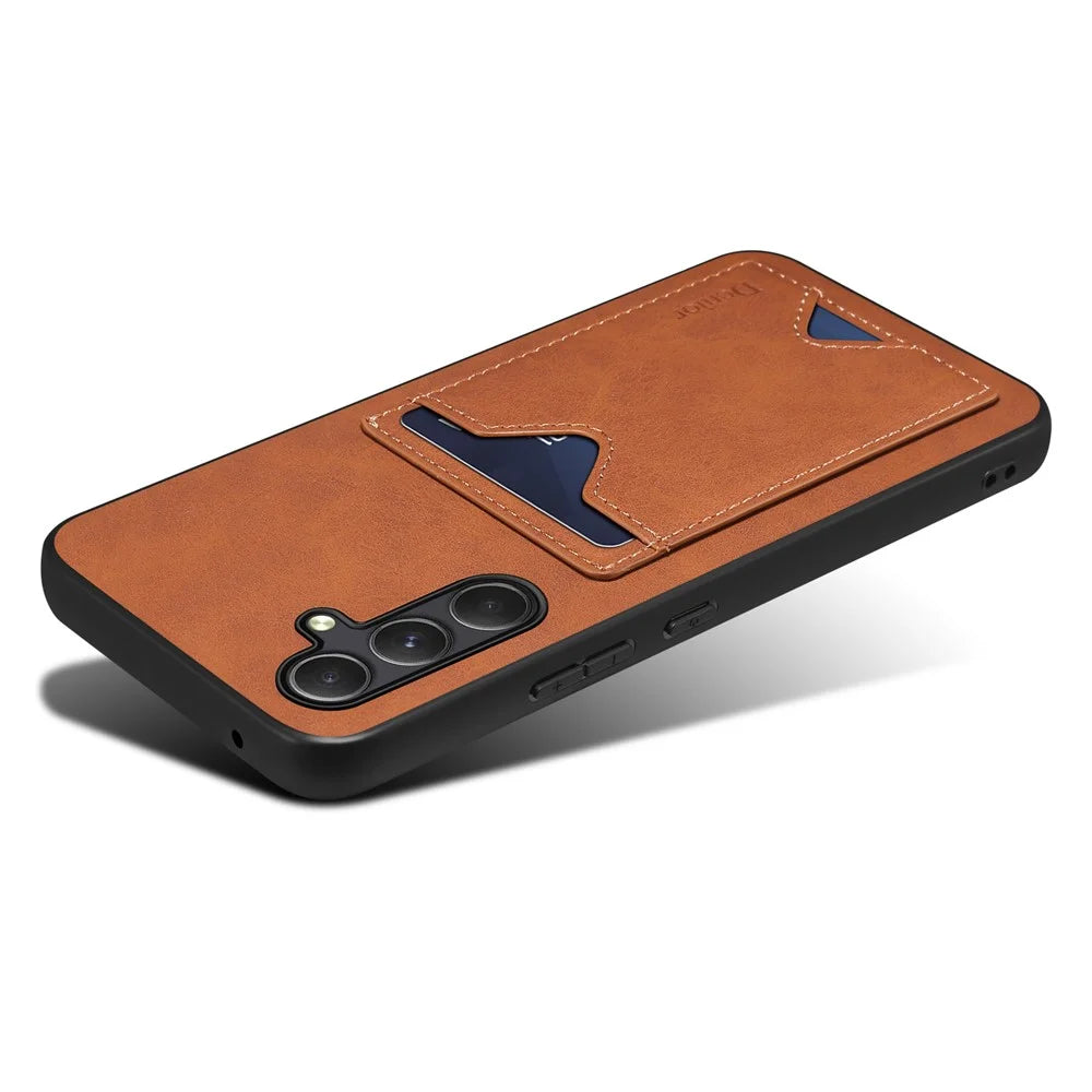 DENIOR For Samsung Galaxy A35 5G Case Leather+TPU Card Slot Phone Cover - Brown - 6