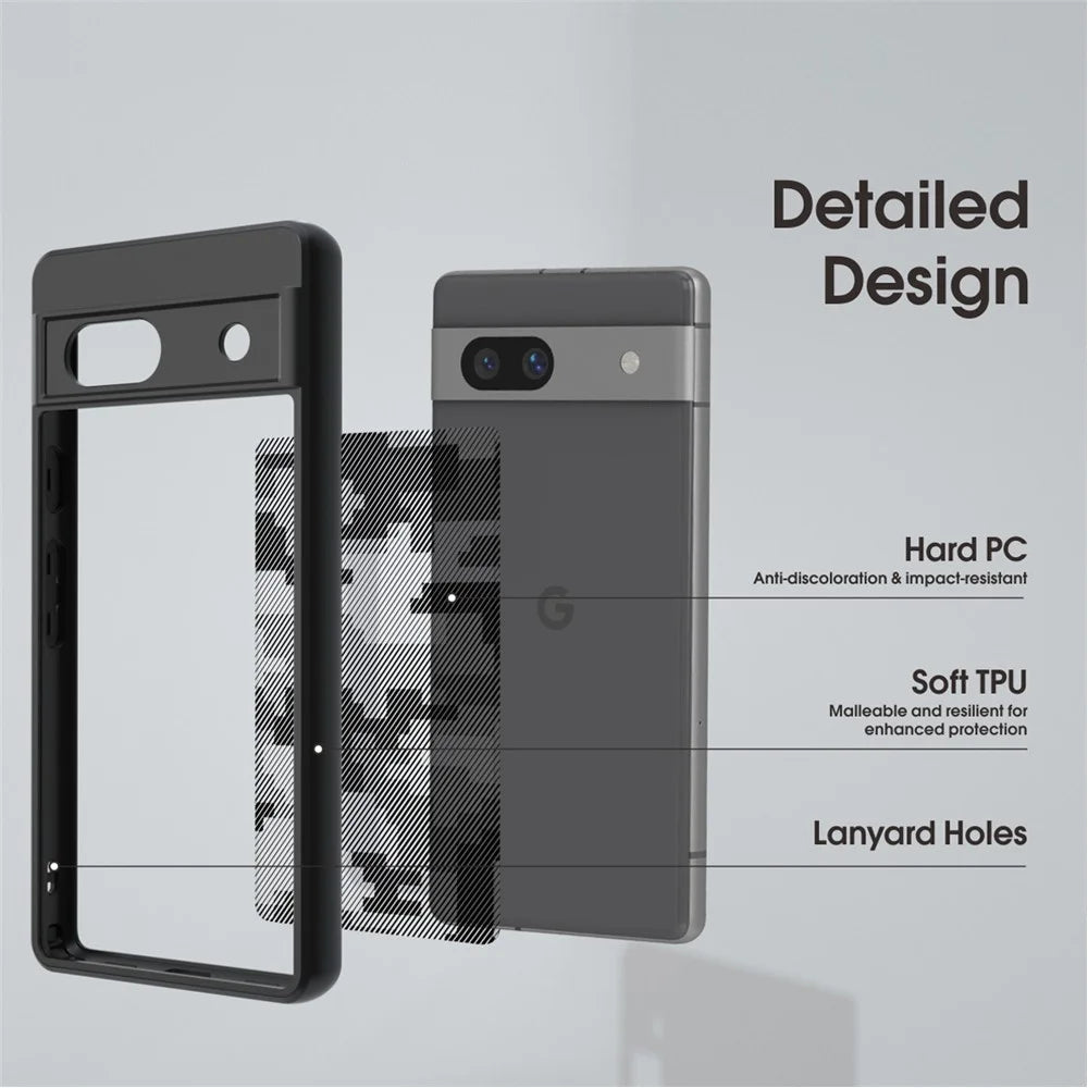 IBMRS Smartphone Cover for Google Pixel 7a Shockproof TPU+PC Phone Shell Case - Grid Camouflage - 2