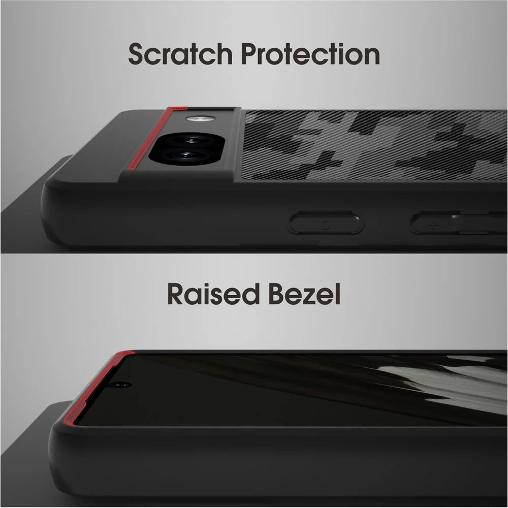 IBMRS Smartphone Cover for Google Pixel 7a Shockproof TPU+PC Phone Shell Case - Grid Camouflage - 3