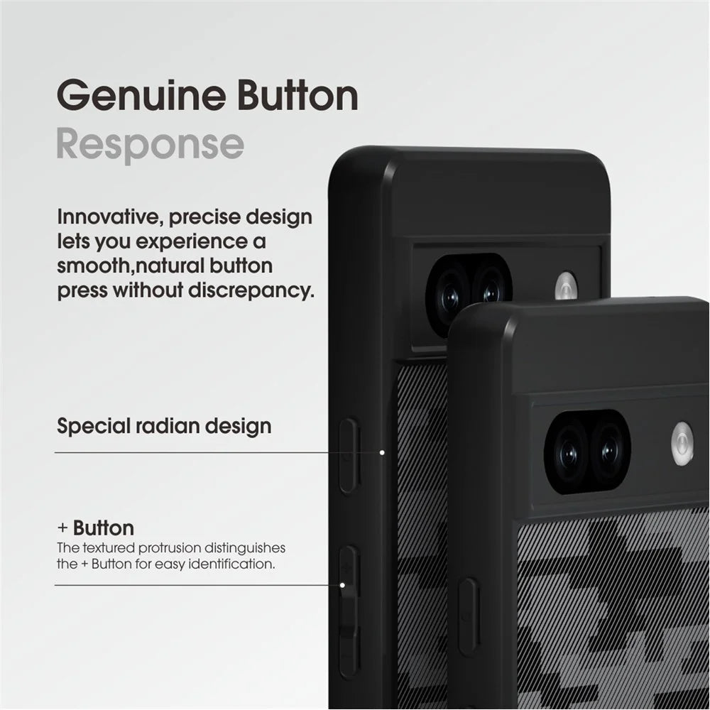 IBMRS Smartphone Cover for Google Pixel 7a Shockproof TPU+PC Phone Shell Case - Grid Camouflage - 4