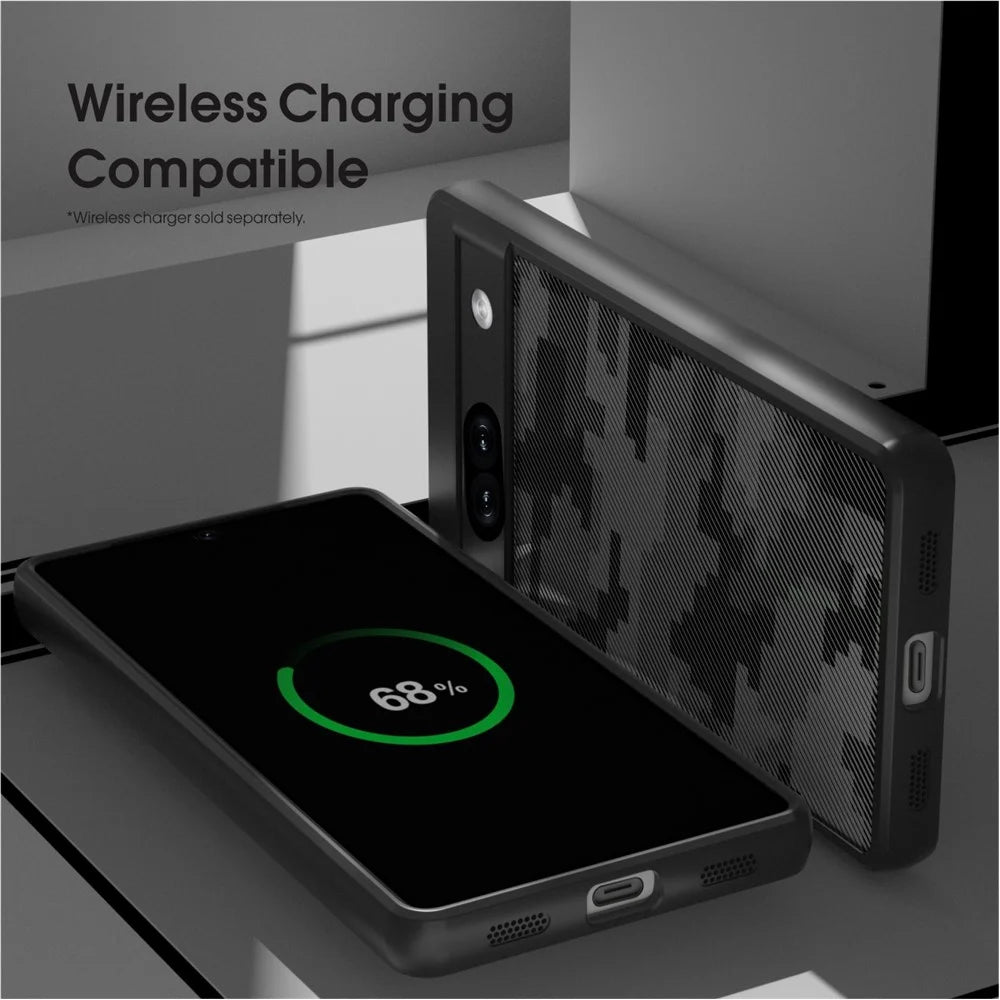 IBMRS Smartphone Cover for Google Pixel 7a Shockproof TPU+PC Phone Shell Case - Grid Camouflage - 5