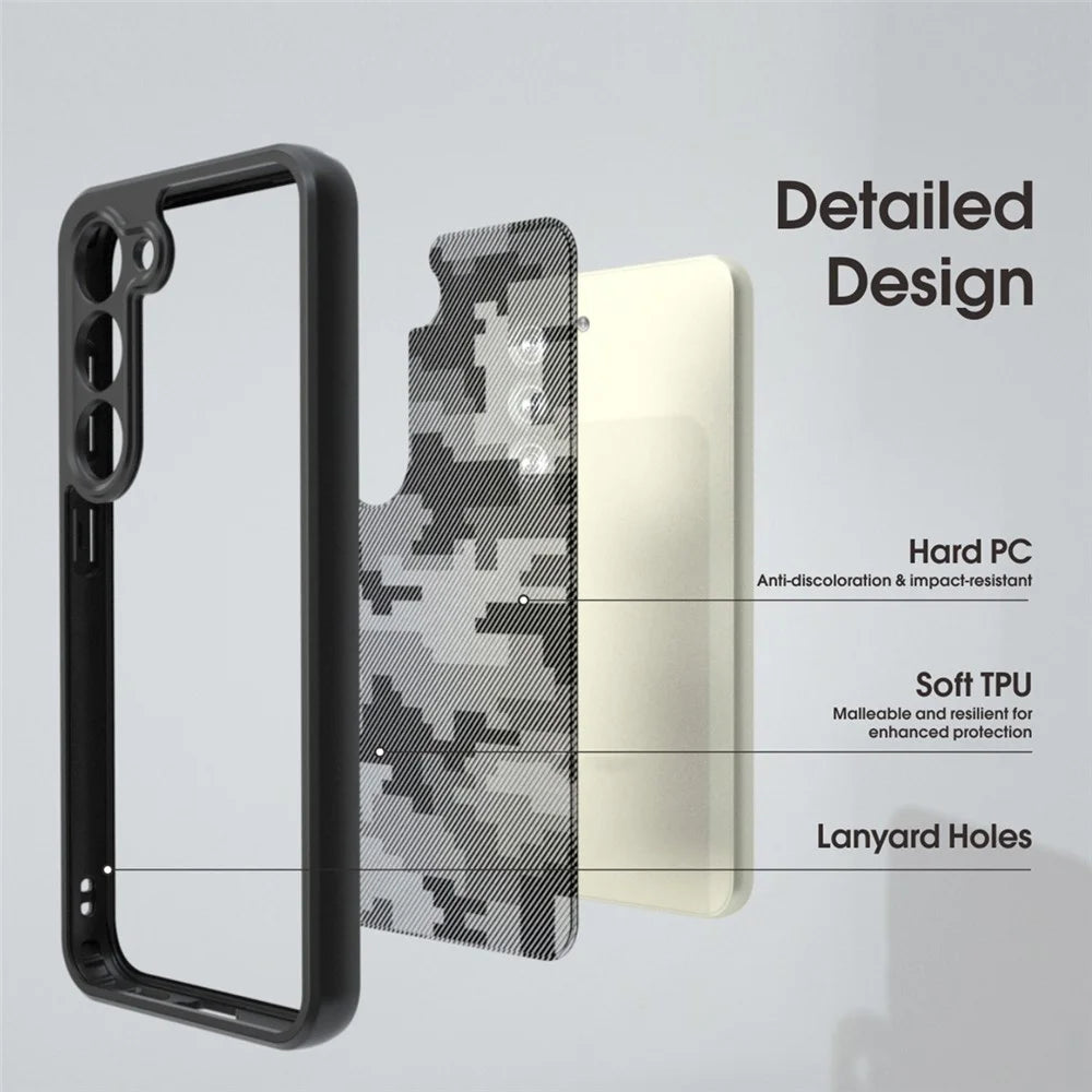 IBMRS For Samsung Galaxy S23+ Phone Case Soft TPU+ Hard PC Back Cover Precise Lens Hole - Grid Camouflage - 2