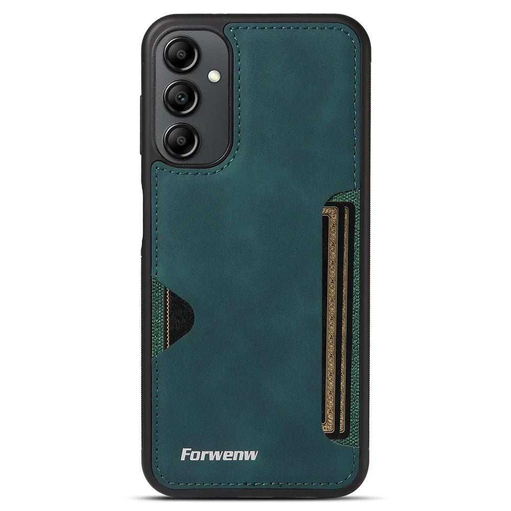 FORWENW F5 Series For Samsung Galaxy A15 5G Mobile Phone Case Leather+TPU Cover with Card Holder - Green - 1