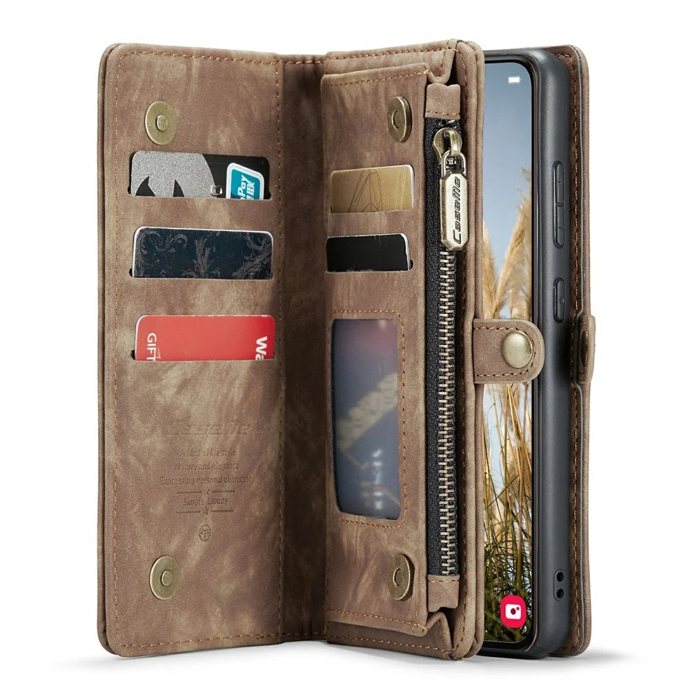 For Samsung Galaxy S24+ Phone Cases CASEME 008 Leather Cover with Detachable Wallet and Strap - Brown - 2