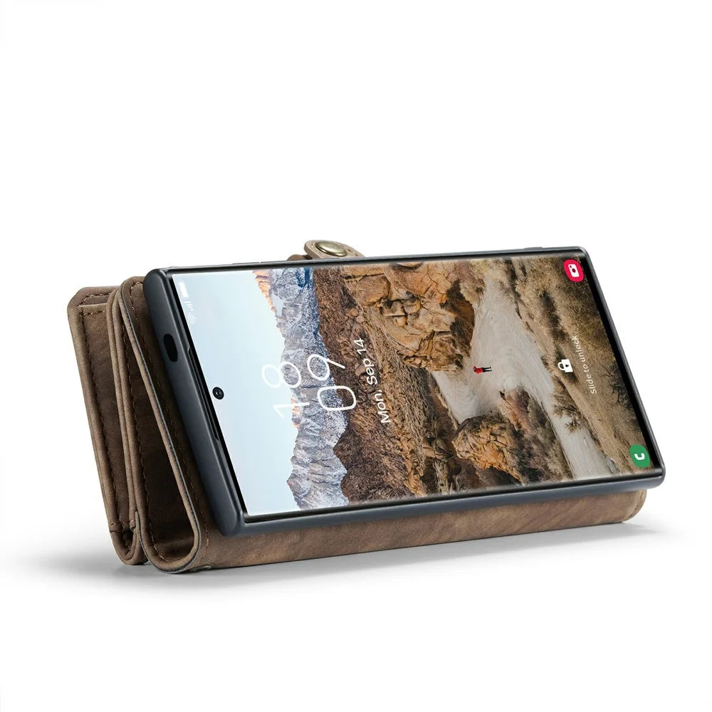 For Samsung Galaxy S24 Ultra Phone Cases CASEME 008 Leather Cover with Detachable Wallet and Strap - Brown - 4