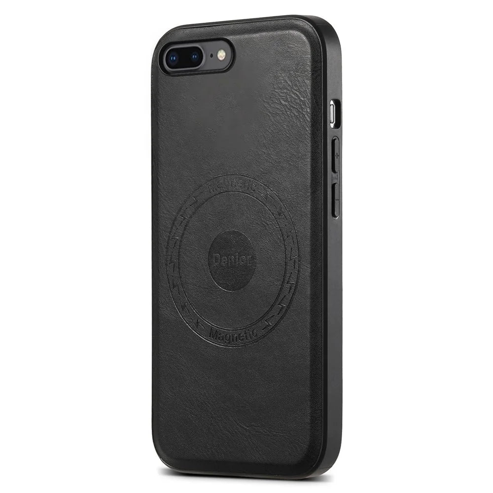 DENIOR For iPhone 7 Plus / 8 Plus Phone Case Compatible with MagSafe Cowhide Texture - Black - 1