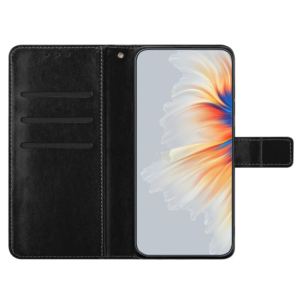 For Samsung Galaxy A33 5G Case PU Leather Flower Pattern Wallet Style Flip Phone Cover - Black - 2