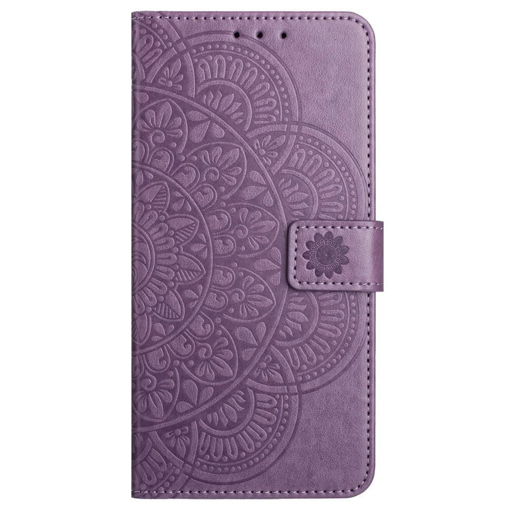 For Samsung Galaxy S23 Cell Phone Cases Flower Pattern Anti-fall Leather Cover - Purple - 5