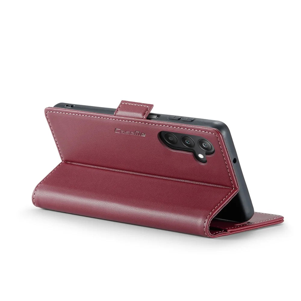 For Samsung Galaxy A25 5G (Global) (161.0 x 76.5 x 8.3mm) Leather Case CASEME 023 RFID Blocking 3 Card Slot Mobile Cover - Red - 3
