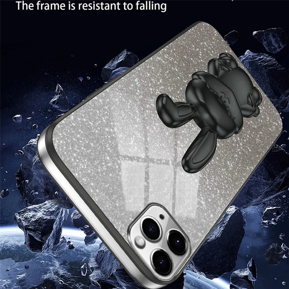 For iPhone 11 Pro Pull-out Kickstand Cartoon Rabbit Protective Case Phone Cover - Black - 3