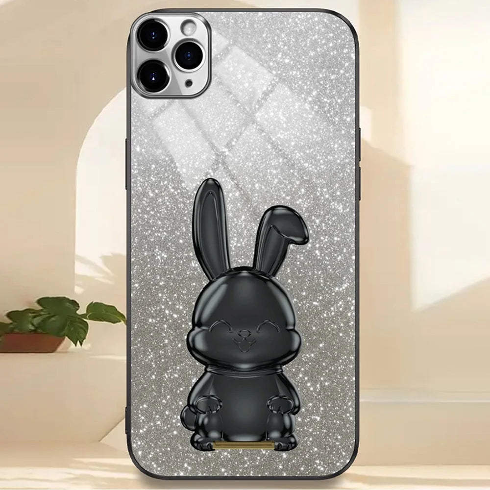 For iPhone 11 Pro Pull-out Kickstand Cartoon Rabbit Protective Case Phone Cover - Black - 5