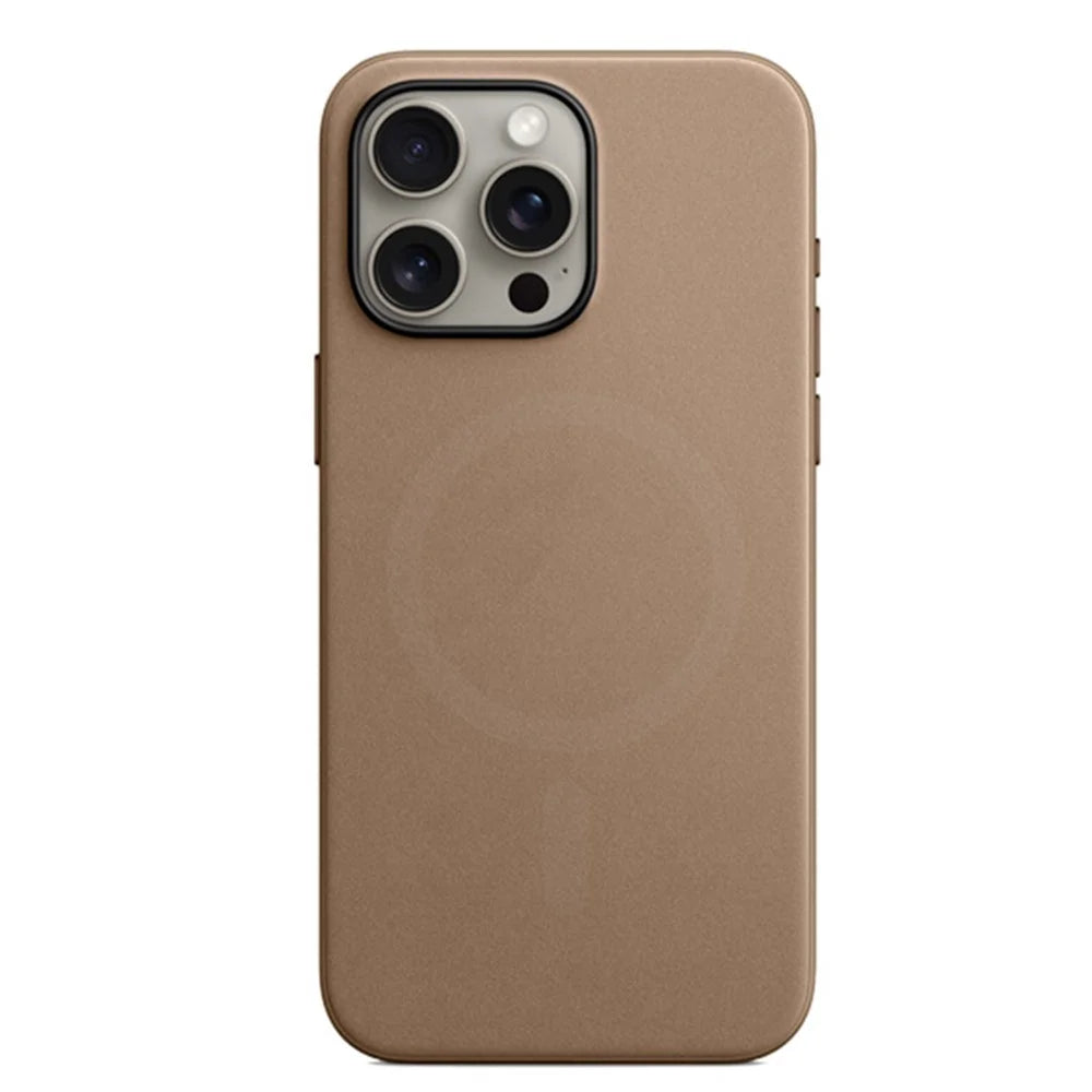 KZDOO For iPhone 15 Pro Max Fine Woven Case Compatible with MagSafe Mag Elite Eco-Friendly Phone Cover - Khaki - 1